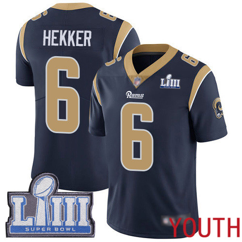 Los Angeles Rams Limited Navy Blue Youth Johnny Hekker Home Jersey NFL Football #6 Super Bowl LIII Bound Vapor Untouchable->youth nfl jersey->Youth Jersey